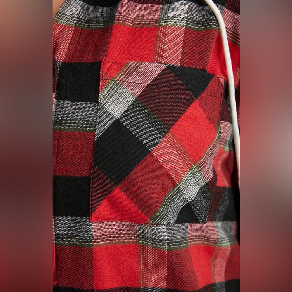 Bloomchic Plaid Patchwork Hooded Drawstring Butto… - image 5